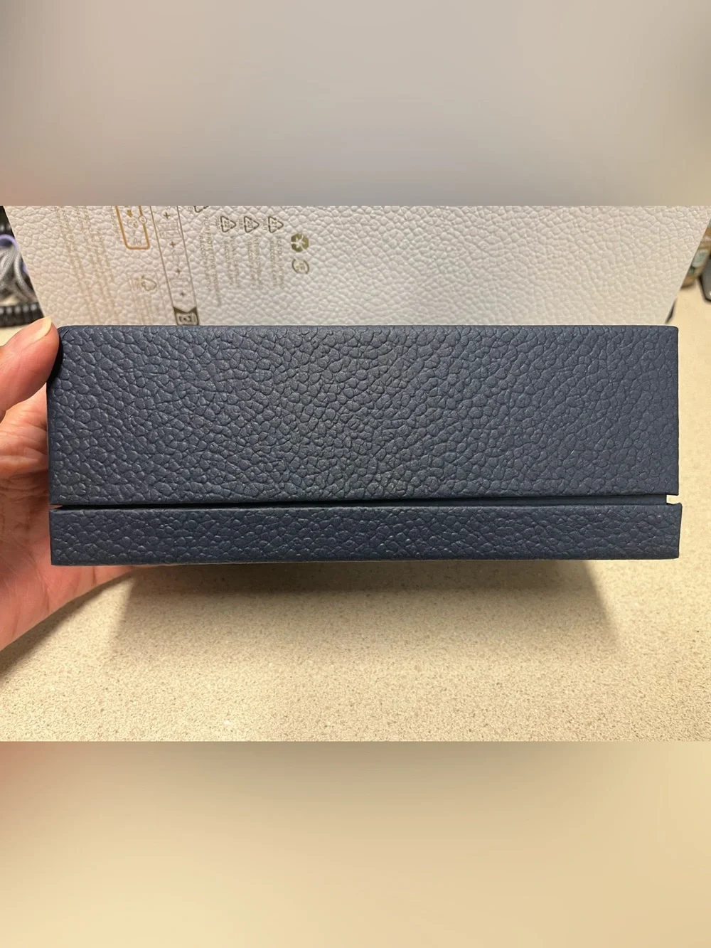 Authentic Dior Blue Textured Sunglasses Case with Gold Logo